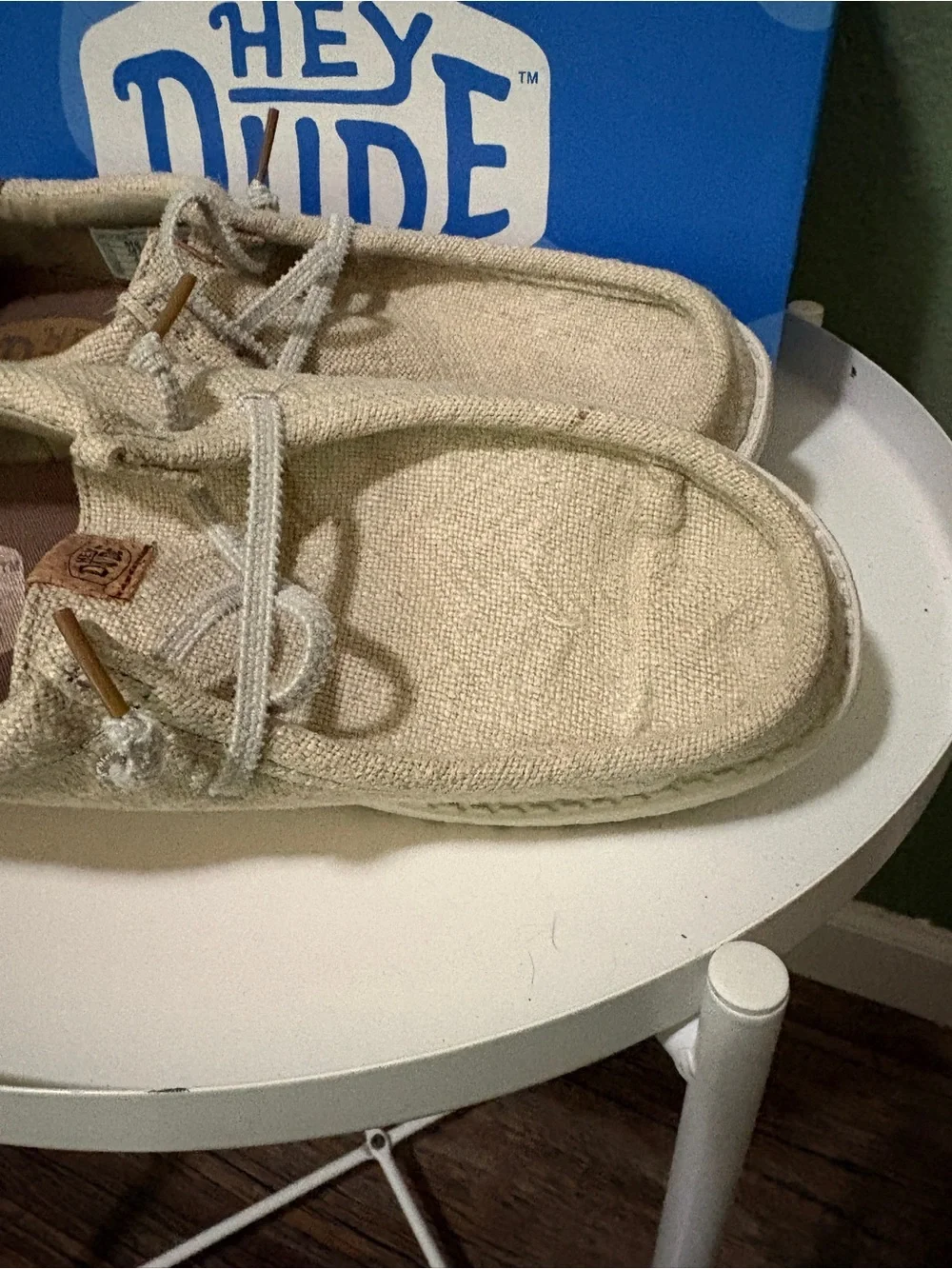 Hey Dude Beige Canvas Boat Shoes - Lightweight Slip-On